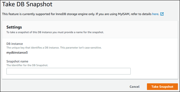 screenshot of Amazon RDS